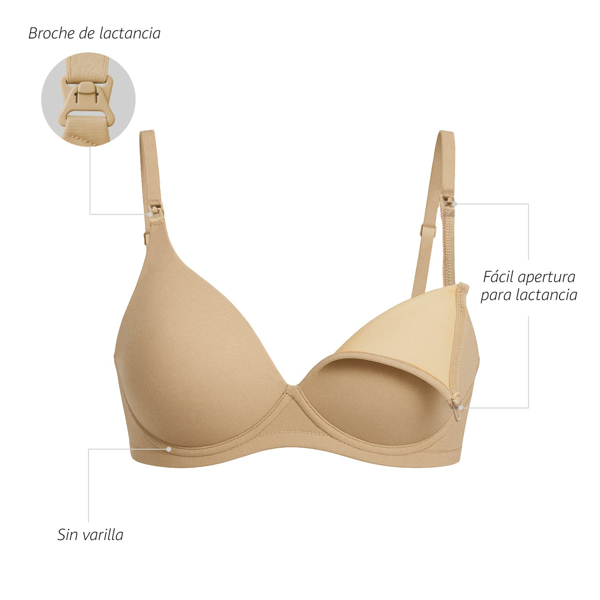 Bra de lactancia sin varillas, moka, infografía, vista 7