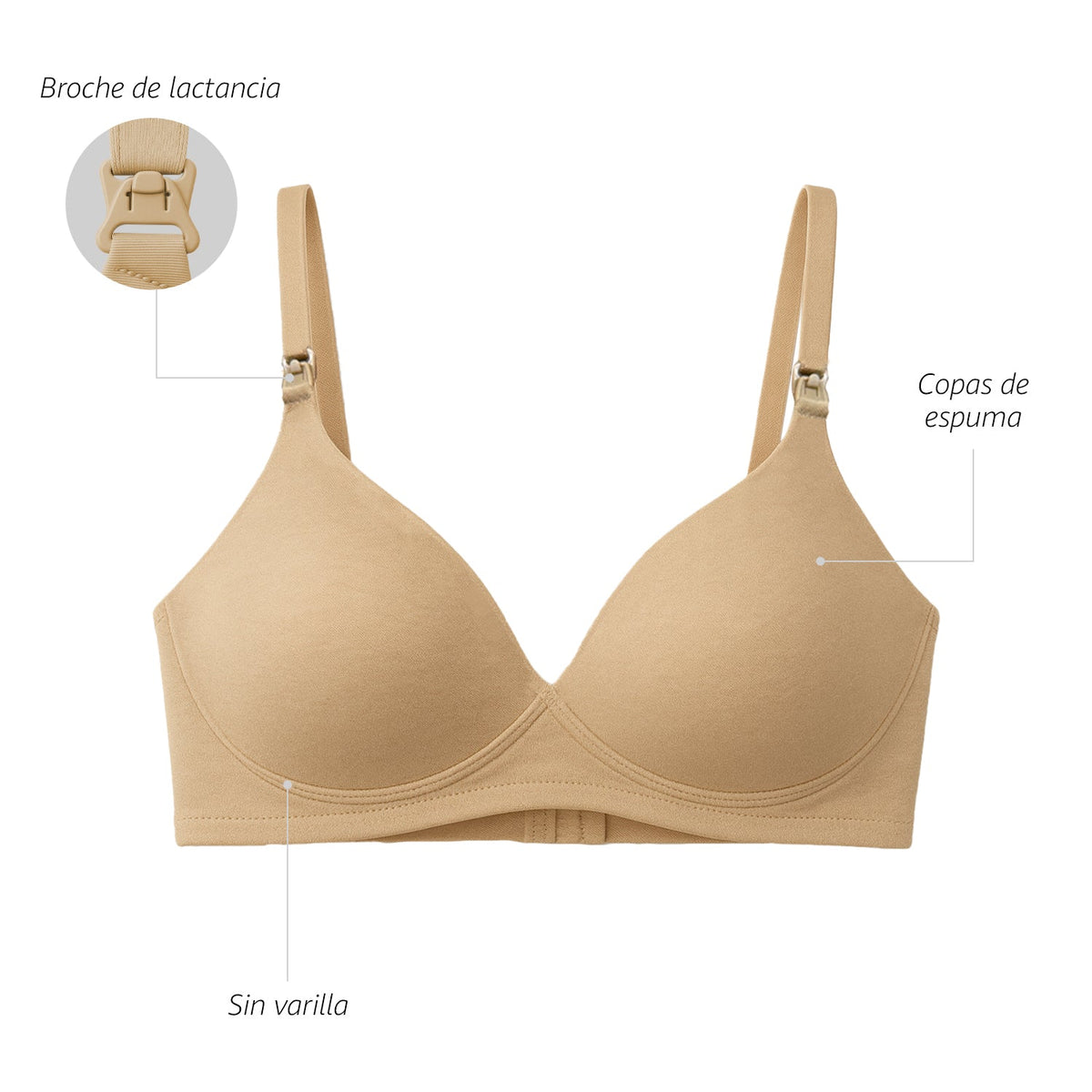 Bra de lactancia sin varillas, moka, infografía, vista 8