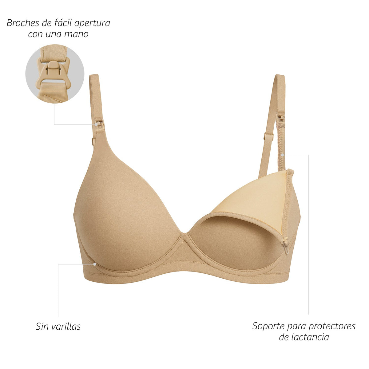 Bra de lactancia sin varillas, moka, infografía, vista 9