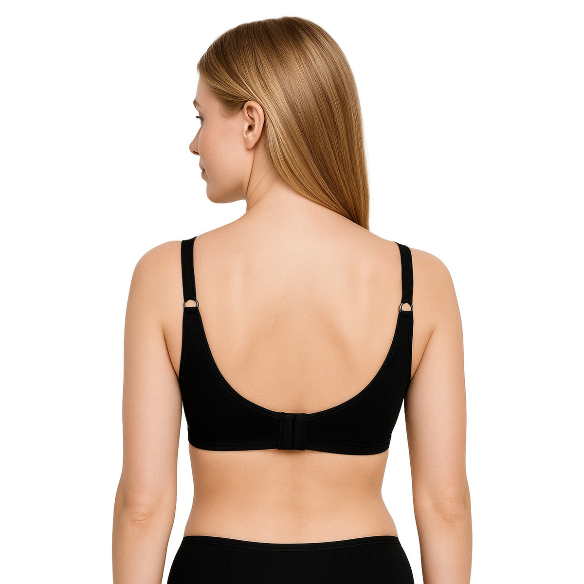 Bra con realce de panel frontal largo, negro, vista 5