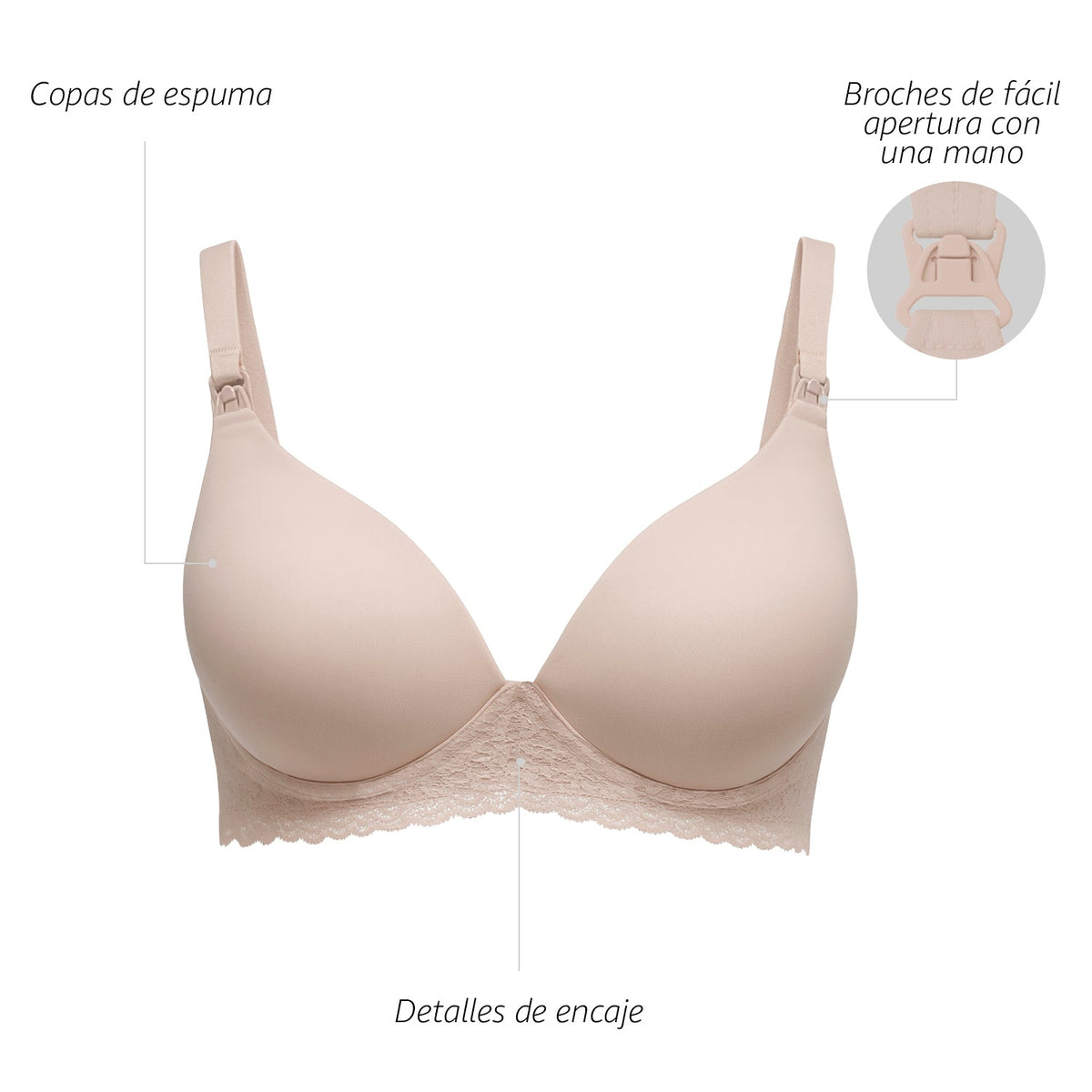 Bra de lactancia con encaje, capucchino, infografía, vista 5