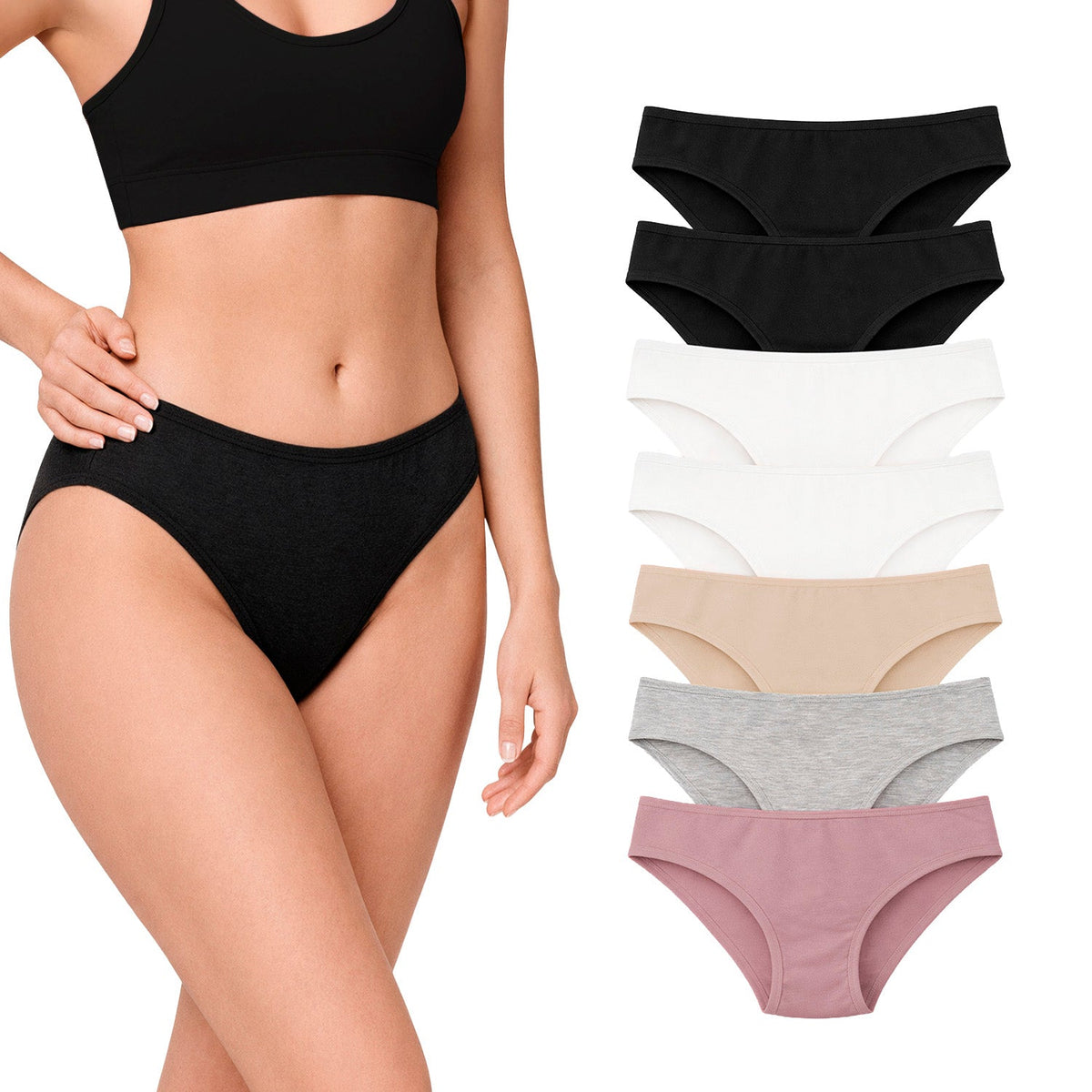 Bikini de algodón paquete de 7, multicolor, foto del paquete