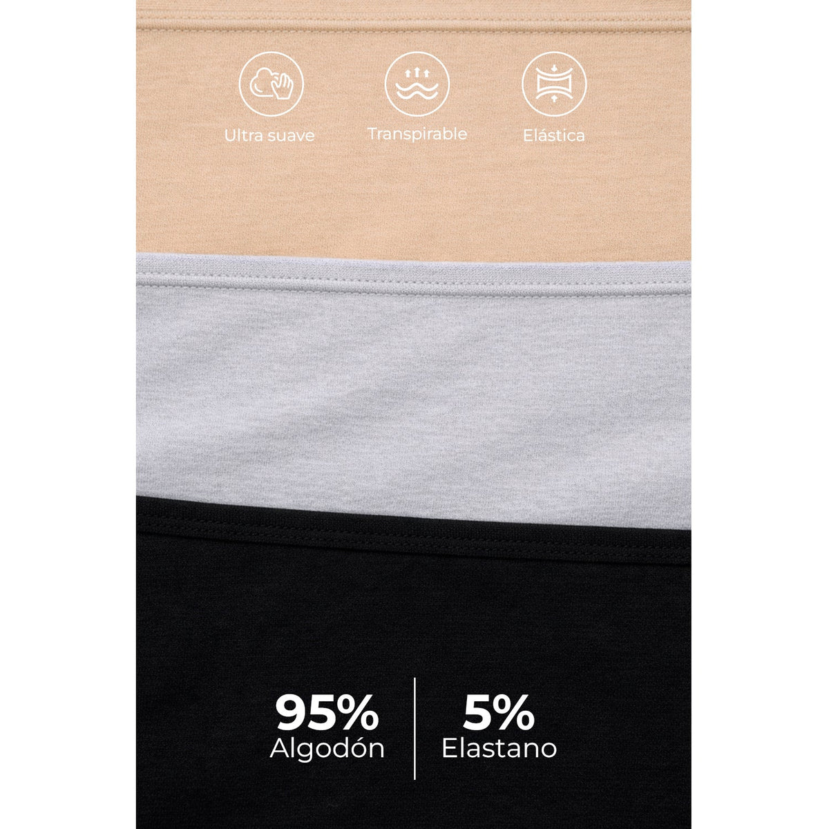 Bikini de algodón paquete de 7, multicolor, infografía, vista 6