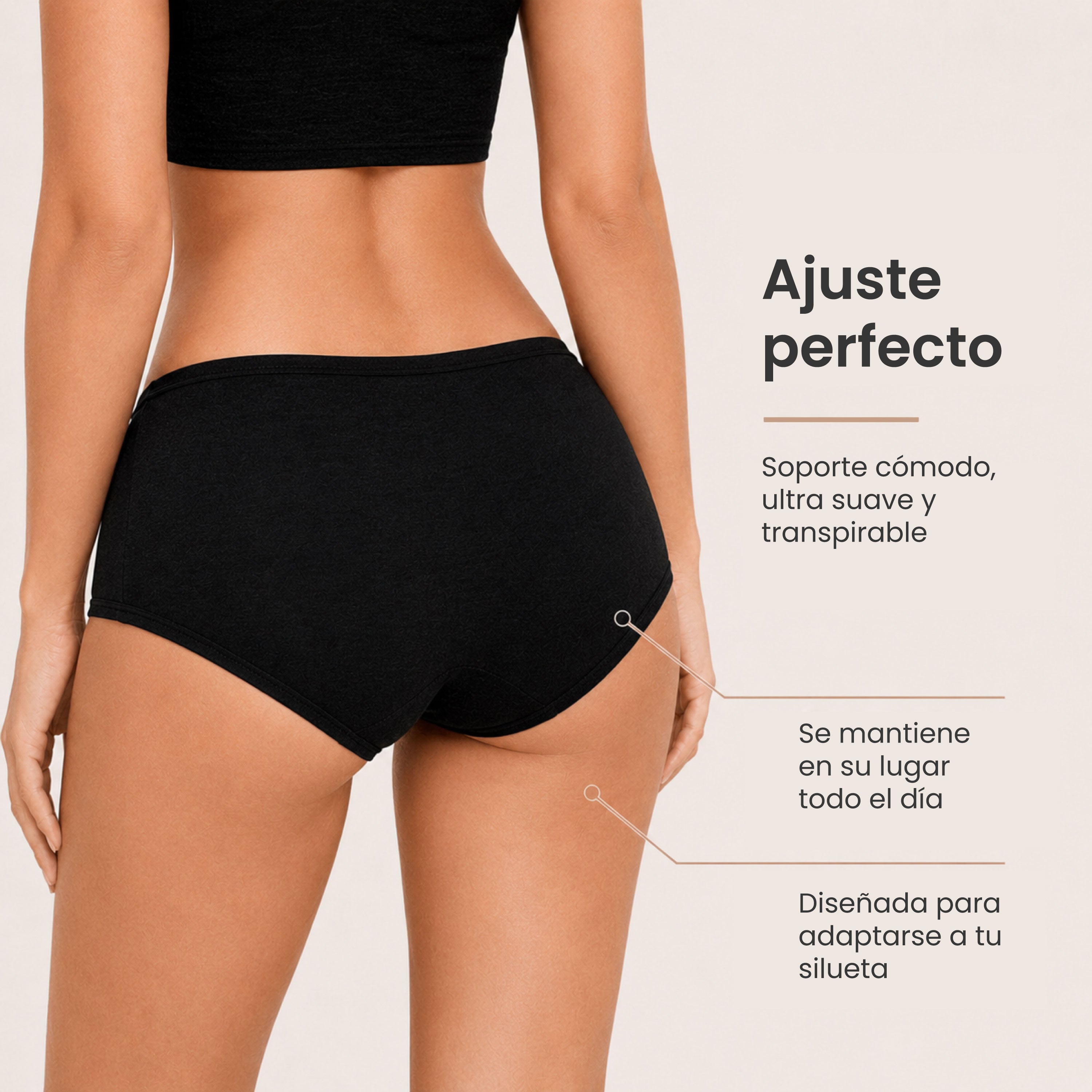 Panties mujer BODYcontrol algodón pack 5, negro, vista 4