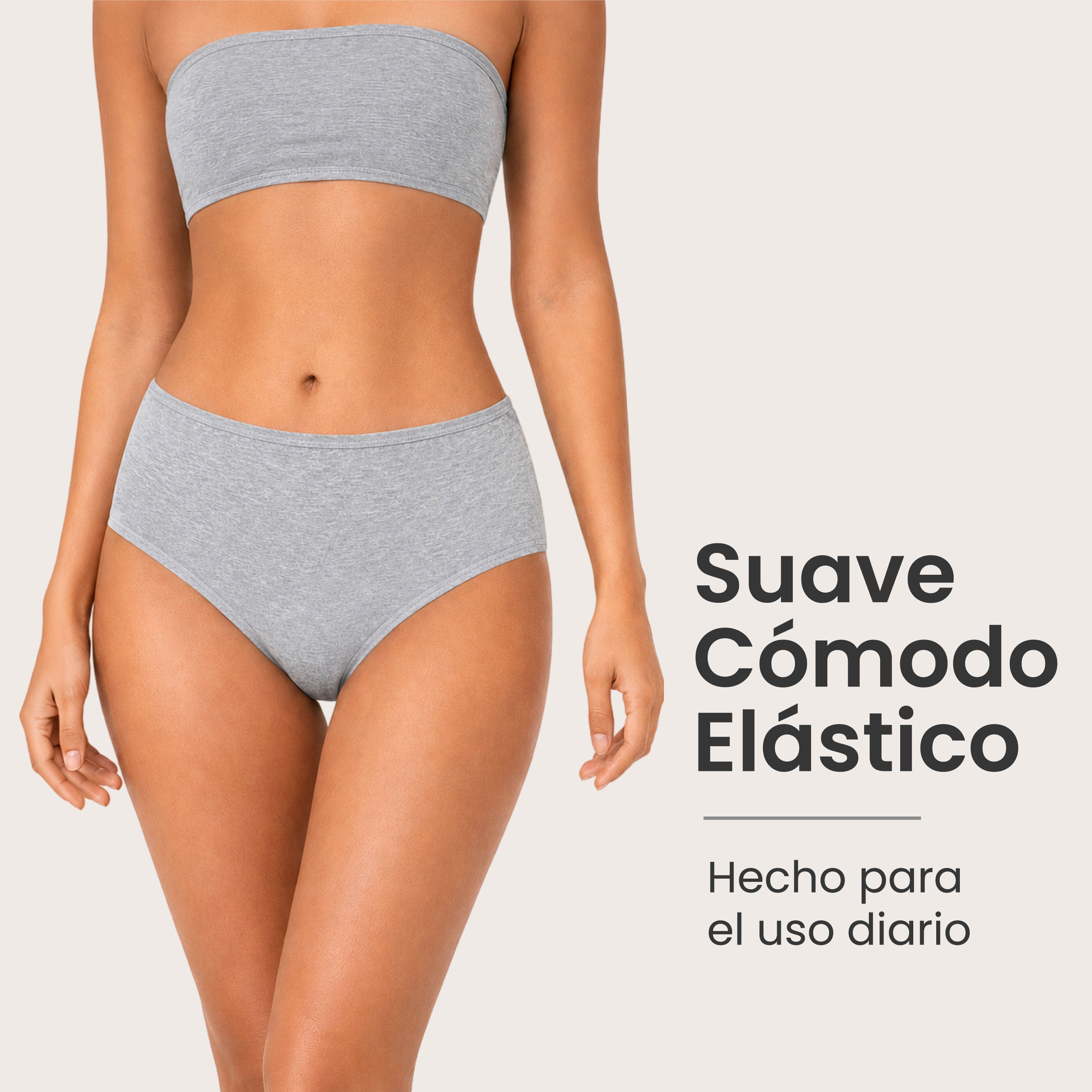 Panties mujer BODYcontrol algodón pack 6, gris negro nude, vista 2