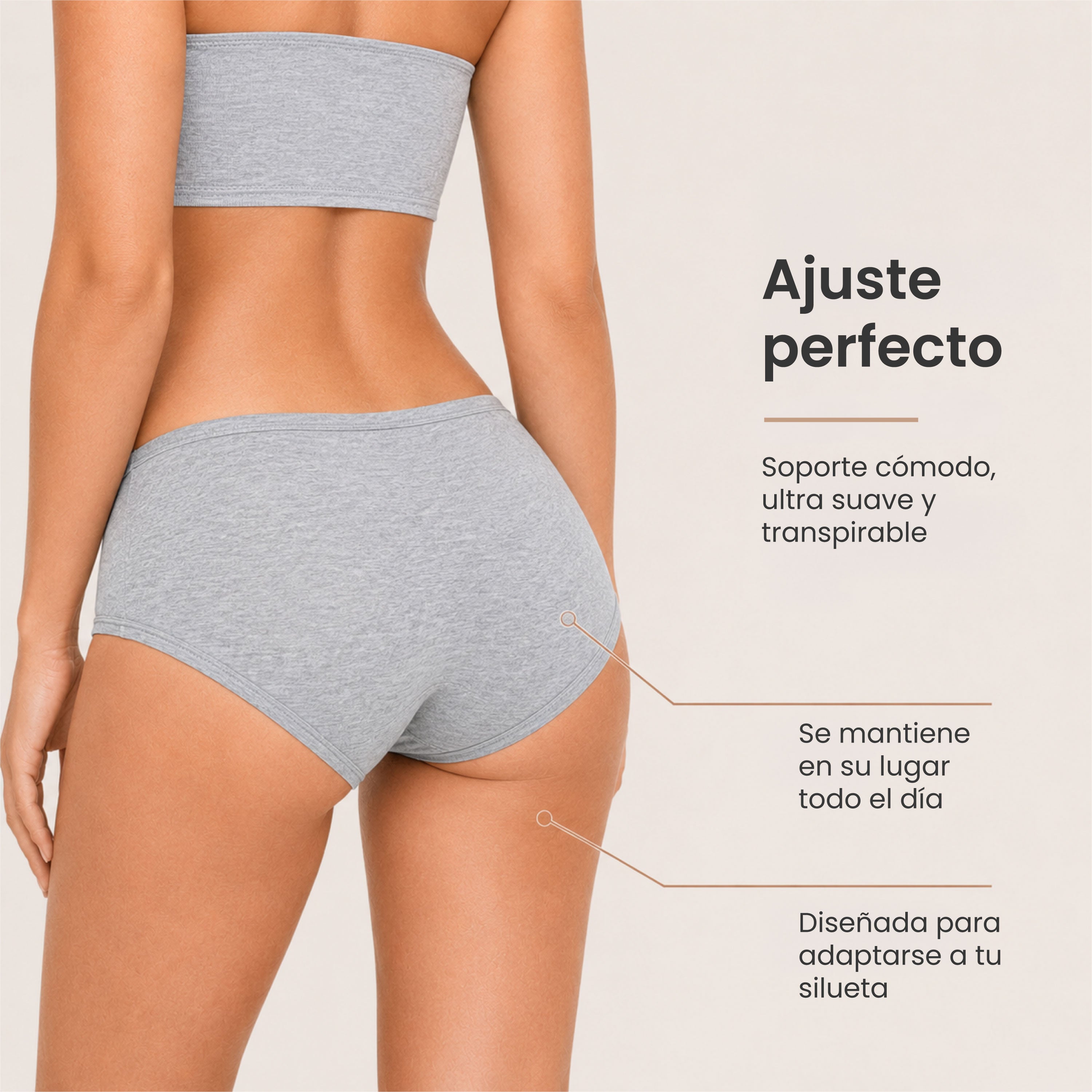 Panties mujer BODYcontrol algodón pack 6, gris negro nude, vista 4