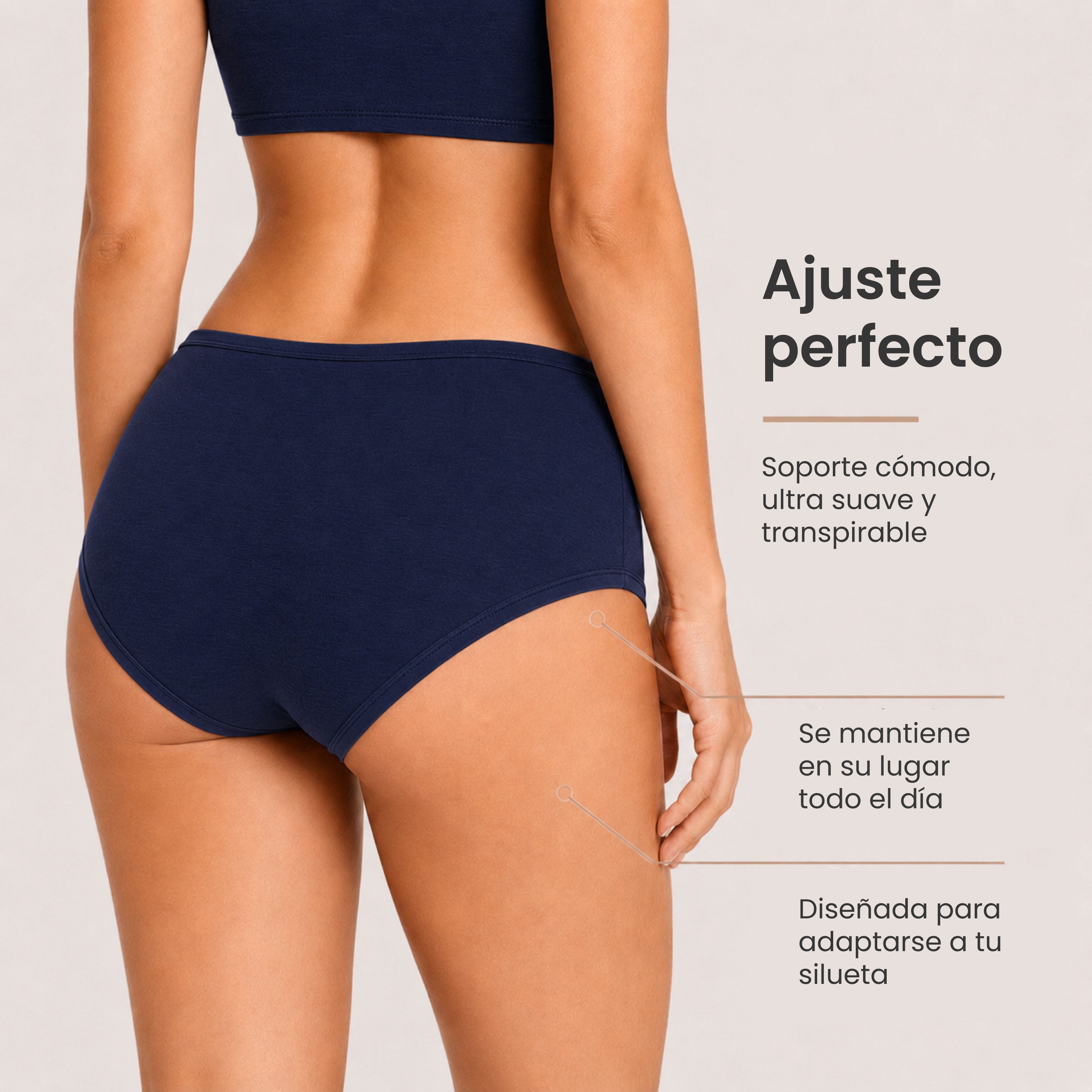 Panties mujer BODYcontrol algodón pack 6, marino azul nude, vista 4