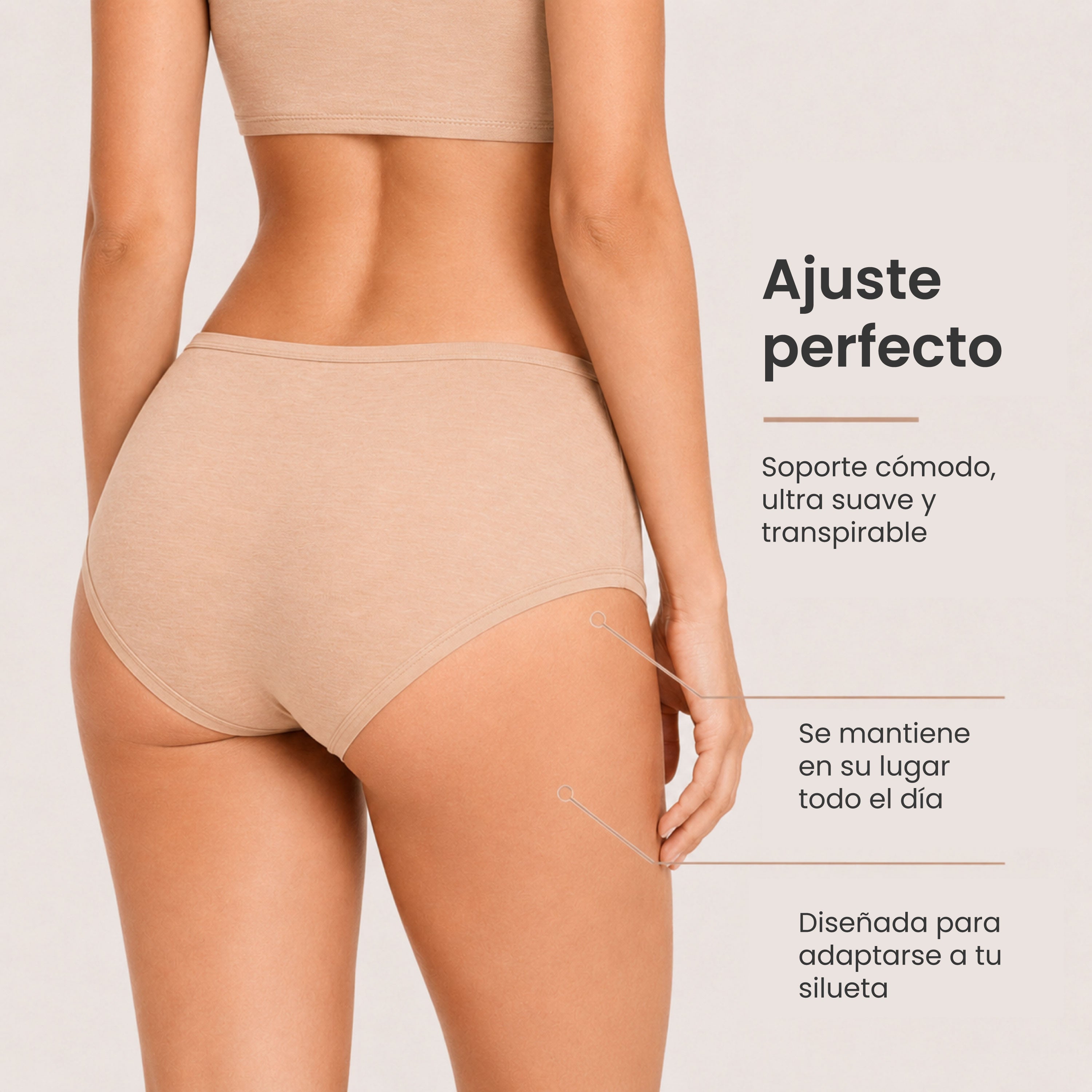 Panties mujer BODYcontrol algodón pack 6, avellana rosa nude, vista 4