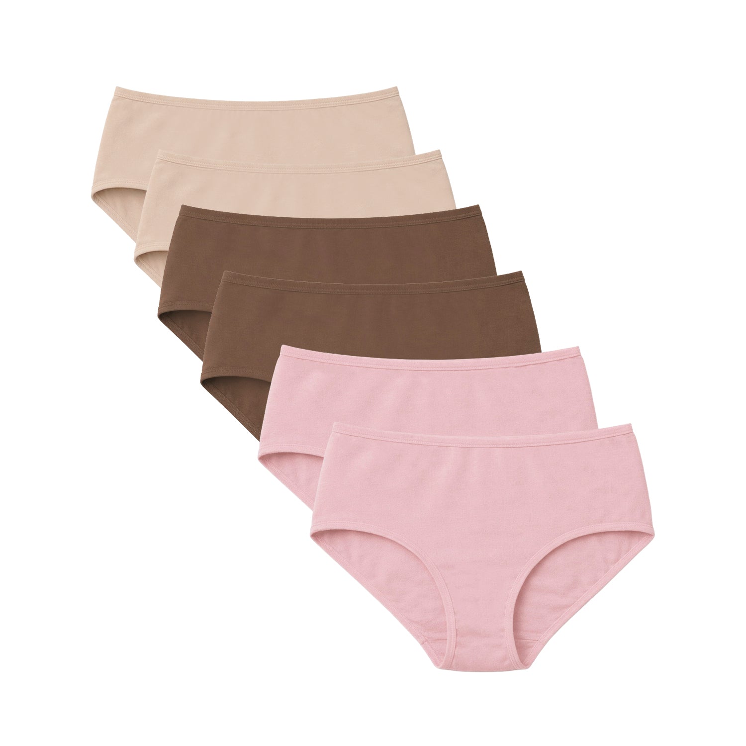 Panties mujer BODYcontrol algodón pack 6, avellana rosa nude, paquete completo