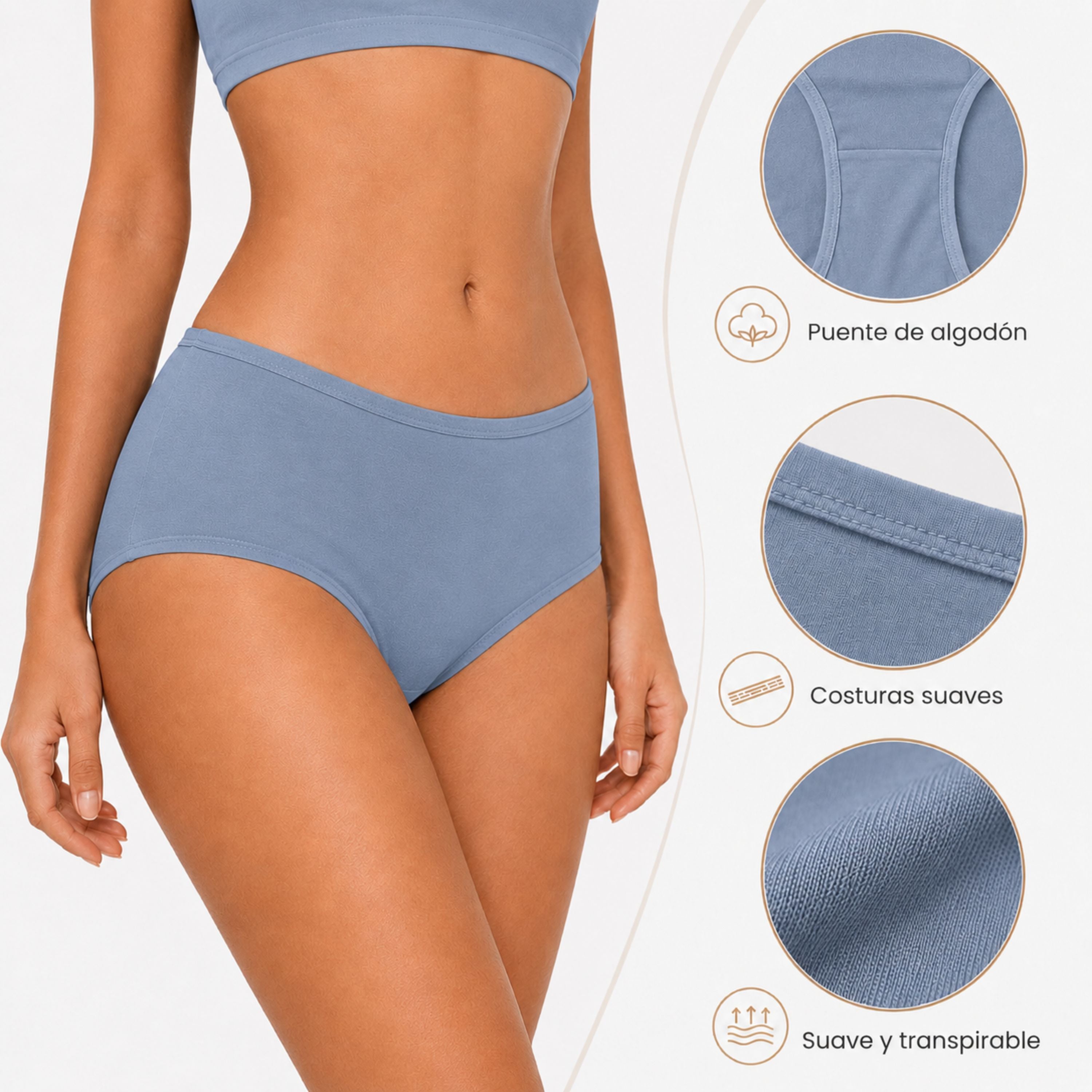 Panties mujer BODYcontrol algodón pack 6, multicolor 6 colores, vista 3