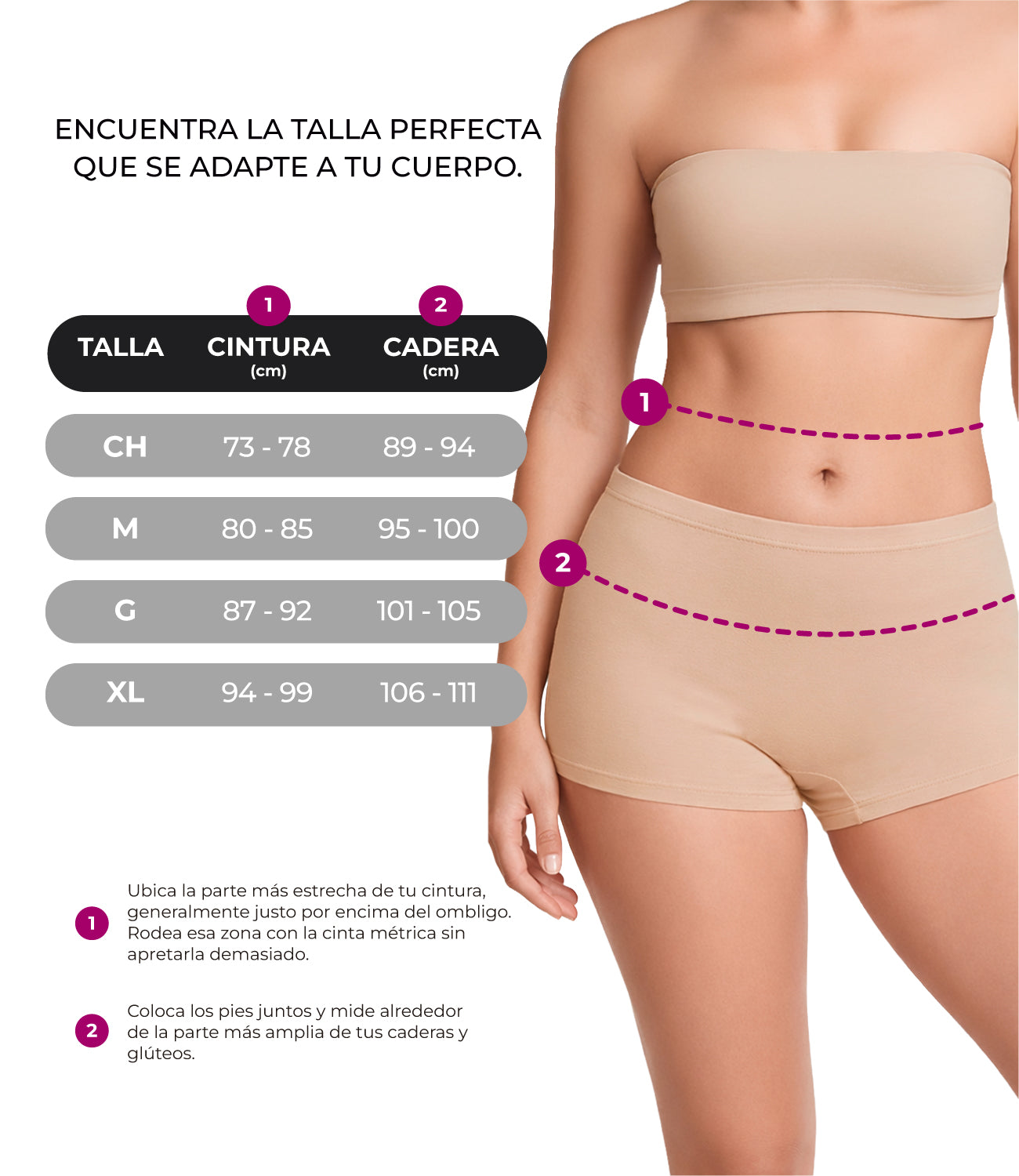 Guía de tallas boxers algodón BODYcontrol
